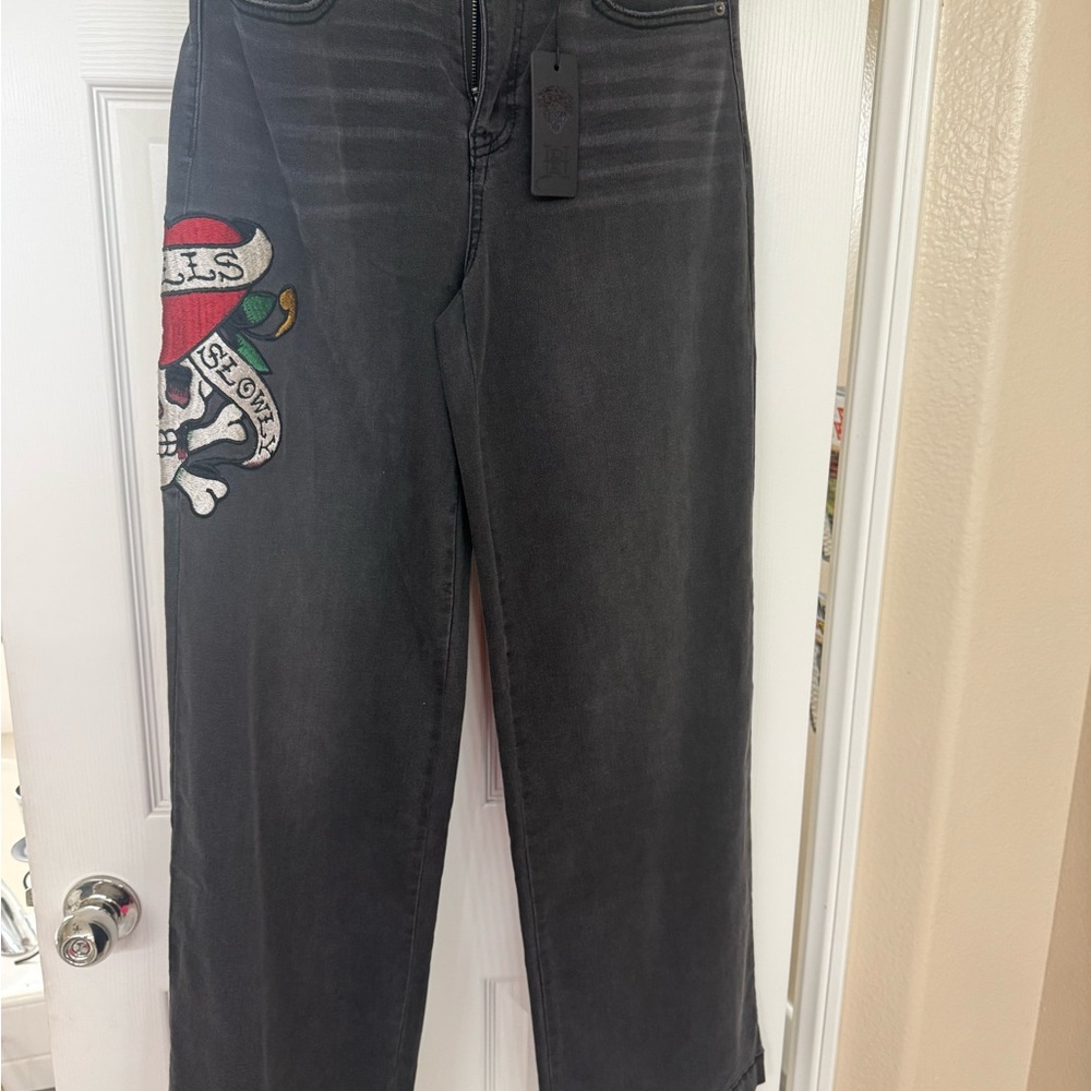 Ed Hardy Black Wide Leg Jeans